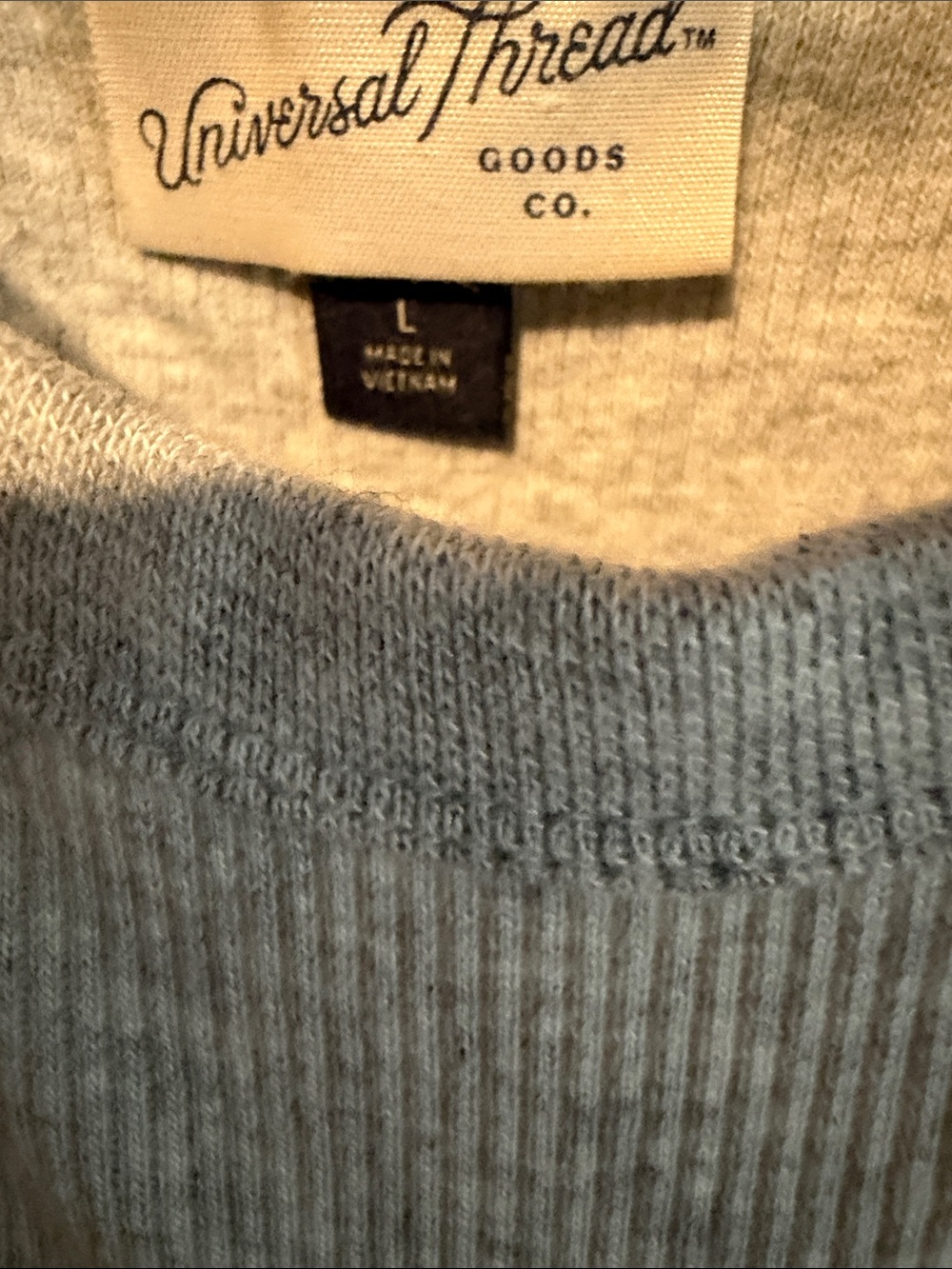 Universal Thread Ribbed Scoop Crop Top - Light Gray - Picture 3 of 4